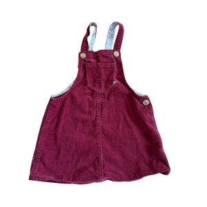 Zara Red Burgundy Corduroy Overall Dress Baby Girl Size 2-3